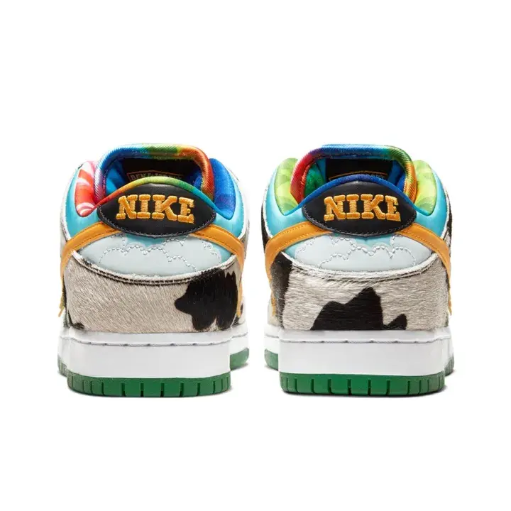 Multicolor Cow Print Leather Low Top Skate Sneakers Vibrant Rainbow Collar Non Slip Flat Outsole For Streetwear Casual Daily Outfits