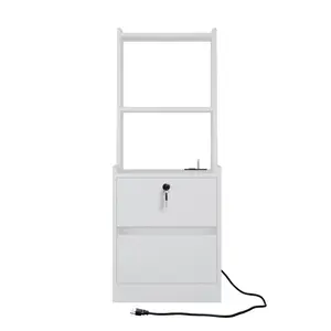 Garvee MDF Storage Cabinets Nightstand With Lock Charging Station 2-tier Open Shelves 50 Lbs Load Capacity Bedside Table White