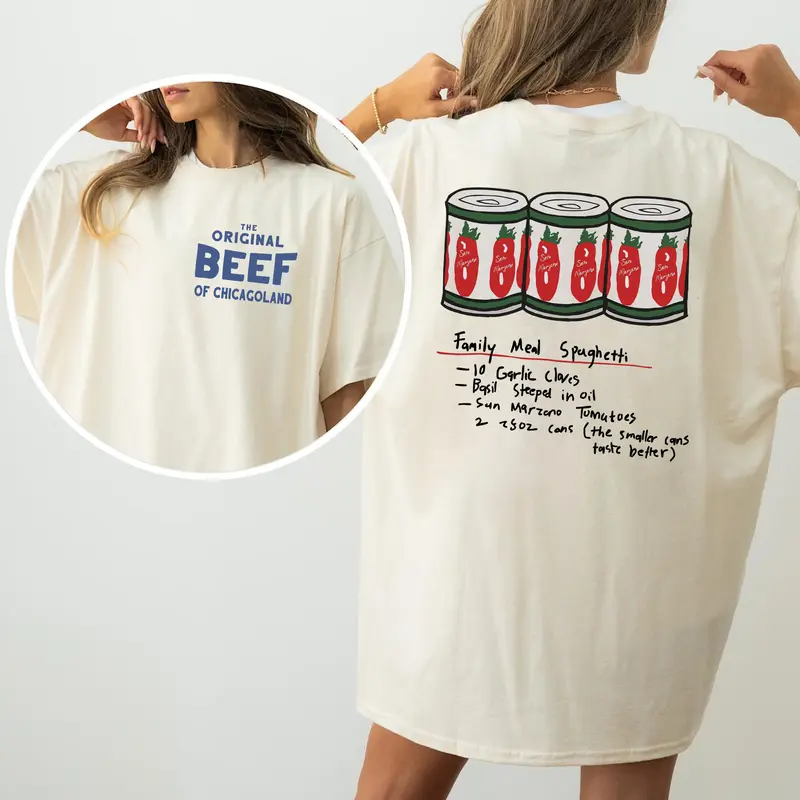 The Bear Spaghetti Recipe, The Bear, Carmy Berzatto The Bear Spaghetti Recipe T-Shirt Sweatshirt Hoodie Unisex Casual Cotton