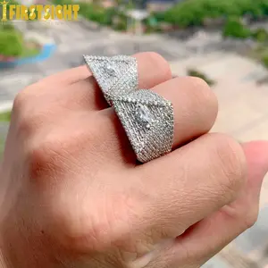New Masonic Illuminati Eye Ring Iced Out Bling 5A CZ Stone Zircon Prong Setting Triangle Rings Luxulry Men Hip Hop Jewelry