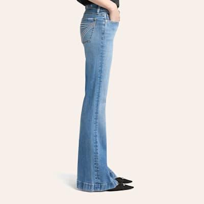 7 For All Mankind Women's DOJO Tailorless Light Wash Tonal Pocket Jeans