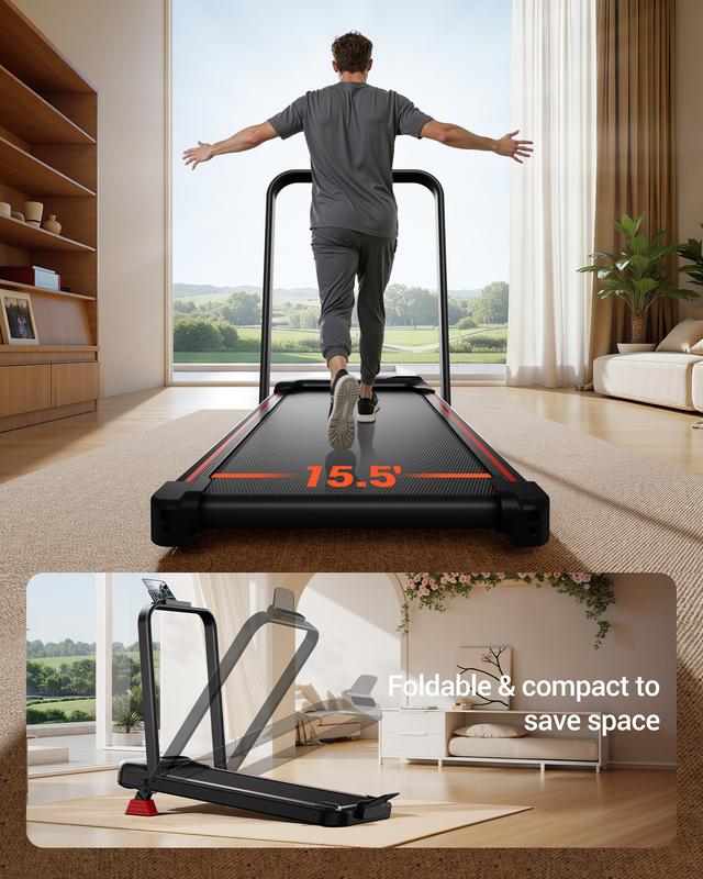 UMAY 16% Incline Treadmill for Home and Office, 4-in-1 Portable Foldable Under Desk Walking Pad,  2.5 HP Quiet with Diamond Pattern Belt
