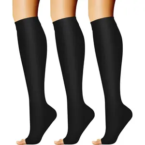 3 Pairs Open Toe Compression Socks for Women & Men Circulation 15-20 mmHg is Best Support for All Day Wear