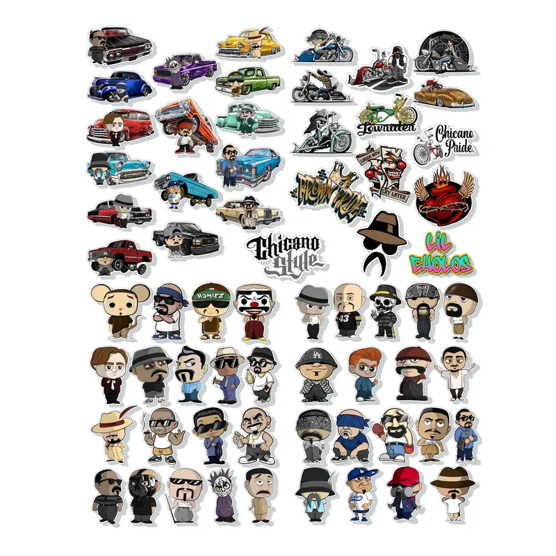 Chicano Style Sticker Pack – Funny Lowrider Stickers for Toolbox, Hard Hat, Laptop & Car | 50-Piece Set