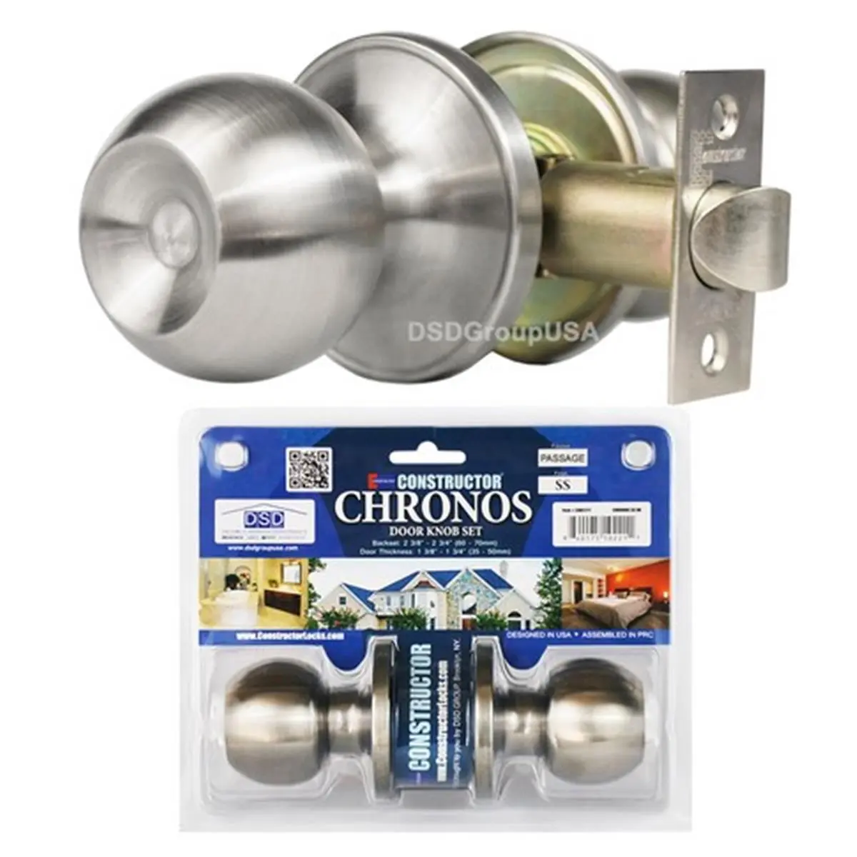 212 MAIN Constructor Chronos Passage Door Lever Lock Set - Stainless Steel, Keyless Entry Lock, Doorknob, Privacy Door Knobs, Adjustable Latch for Hallway Closets