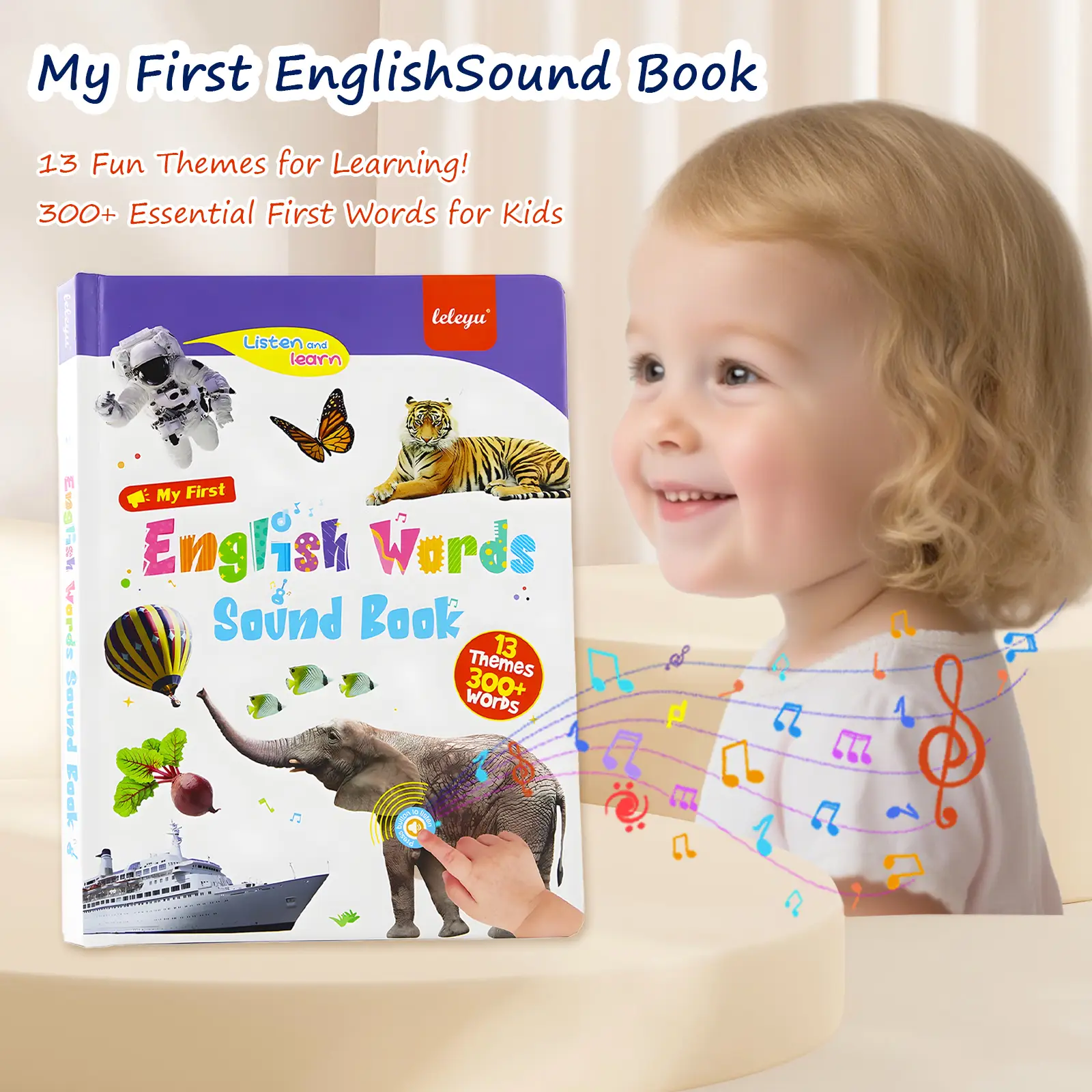 English learning toys, music toys, language enlightenmenttoys, language therapy toys, suitable for children aged 1-6,300 words, 12 themes, fun word se