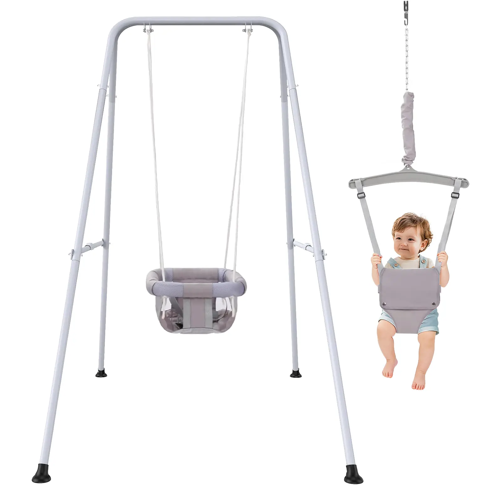 2-in-1 Baby Jumper & Toddler Swing, Portable Bounce Chair with Foldable Powder-Coated Steel Stand for Indoor & Outdoor Use, Baby Shower Gift #tiktokshopsummersale
