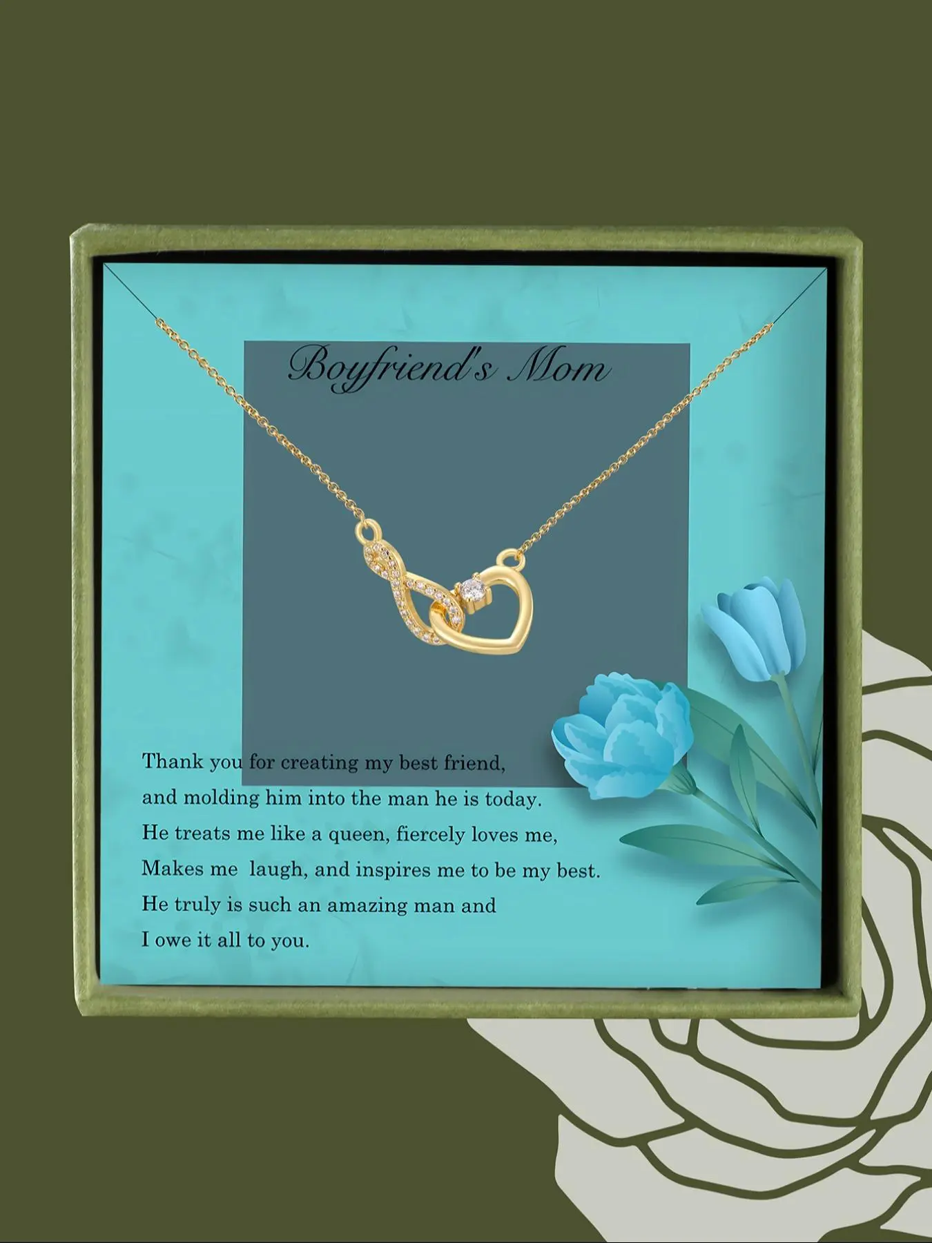 Heart & Infinity Symbol Cubic Zirconia Pendant Necklace, with Box & Gift Card, Rhinestone Decor Necklace for Women for Gift, Elegant All-match Fashion Accessories for Daily Wear