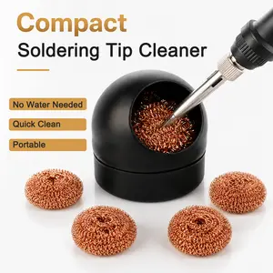 Kaisi Soldering Iron Tip Cleaner Solder Tip Cleaner - 5pcs Solder Tip Cleaning Wire Ball & Base Holder for Cleaning Soldering Irons and Tips