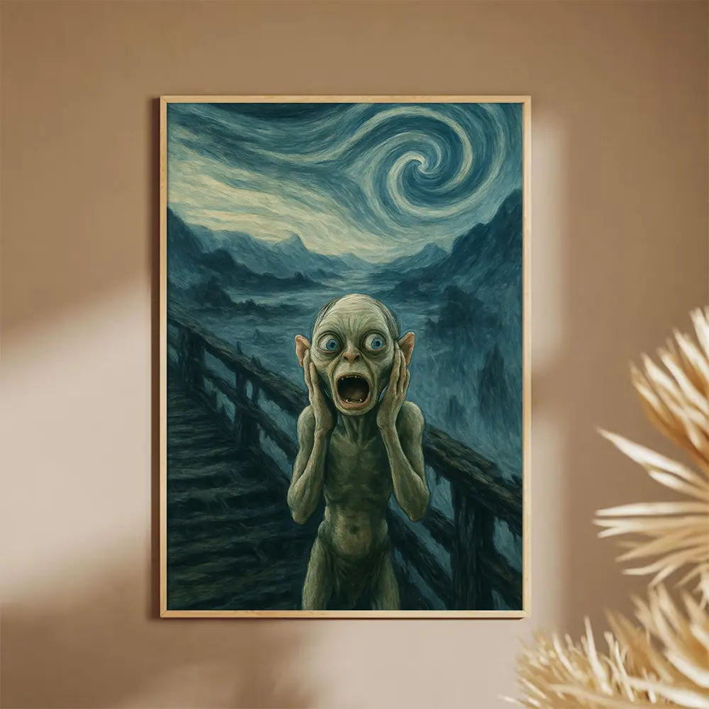 The Scream of Gollum Poster – Funny Lord of the Rings Parody Wall Art Home decor Trendy meme Poster