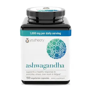 Youtheory Ashwagandha 150 Veg Caps, 1000mg Per Serving