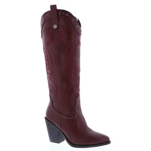 EMY COWGIRL BOOTS - BURGUNDY NOT WIDE CALF