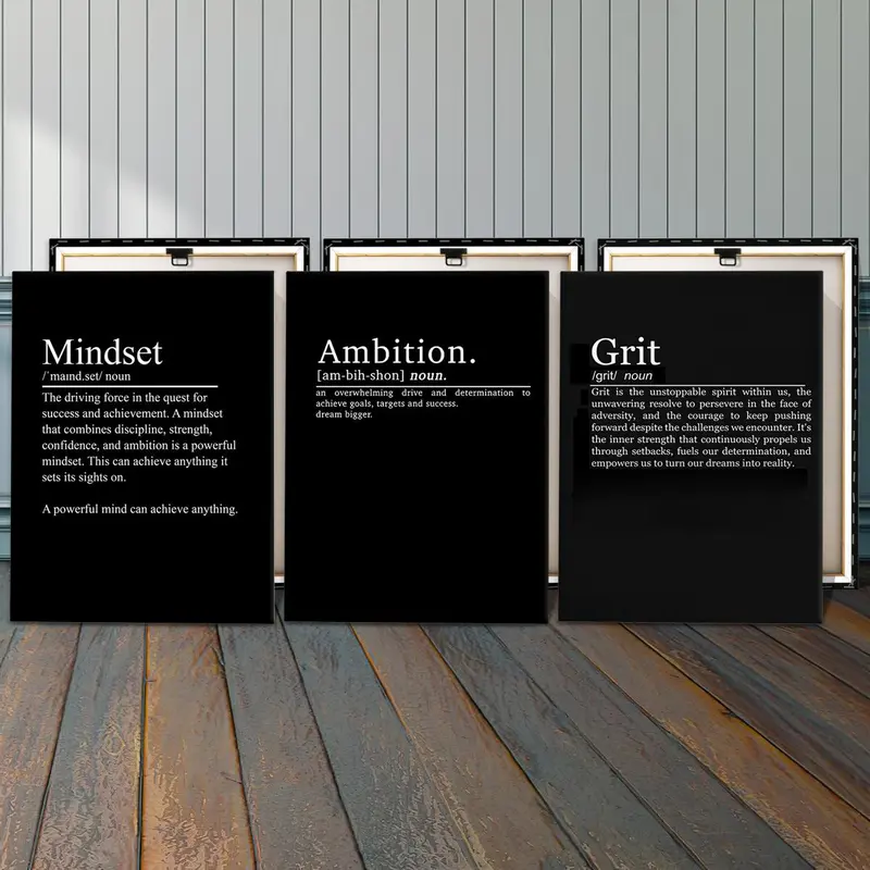 Wooden Framed Canvas Painting, 3 Counts/set Modern Art Inspirational Wall Art, Wall Decor for Home Living Room Bedroom Office