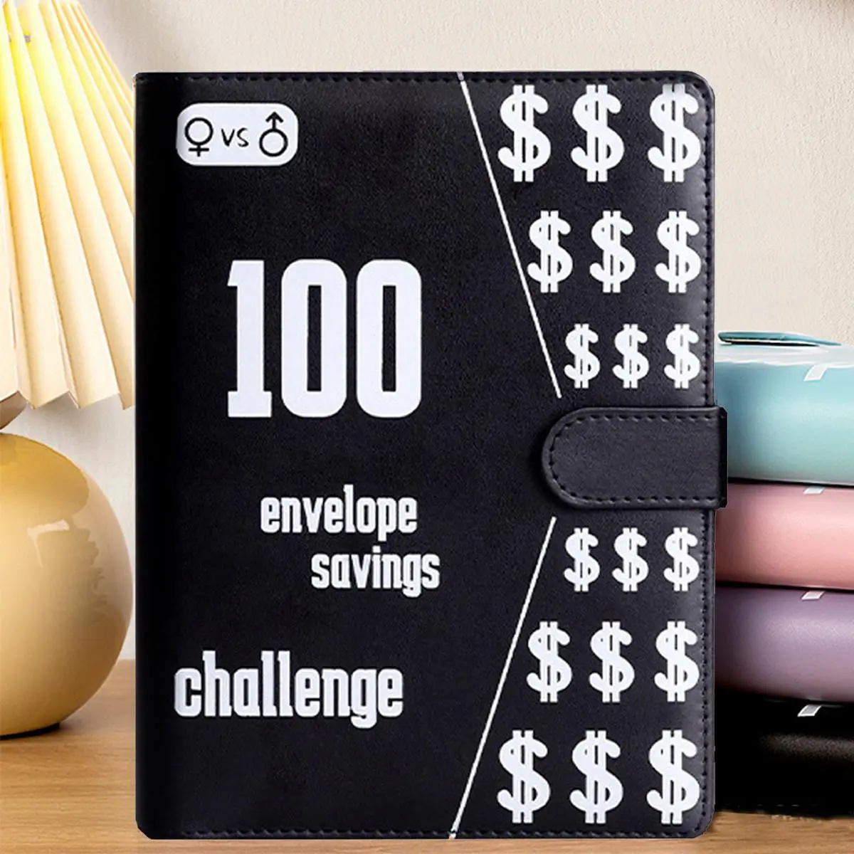 100 Envelope Challenge Kit - A5 Binder Magnetic PU Leather Office Stationery, 100-Day Money-Saving Tool with Hidden Compartments, Card Pockets, Easy to Carry, Good Quality for Festival Gifting to Friends, Wholesale Supplies