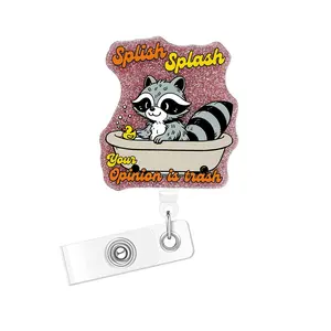 Acrylic Bling Retractable Badge Reel, 3 Counts/set Belt Clip Retractable Name Badge Holder for Nurse Doctor Student Worker Volunteer