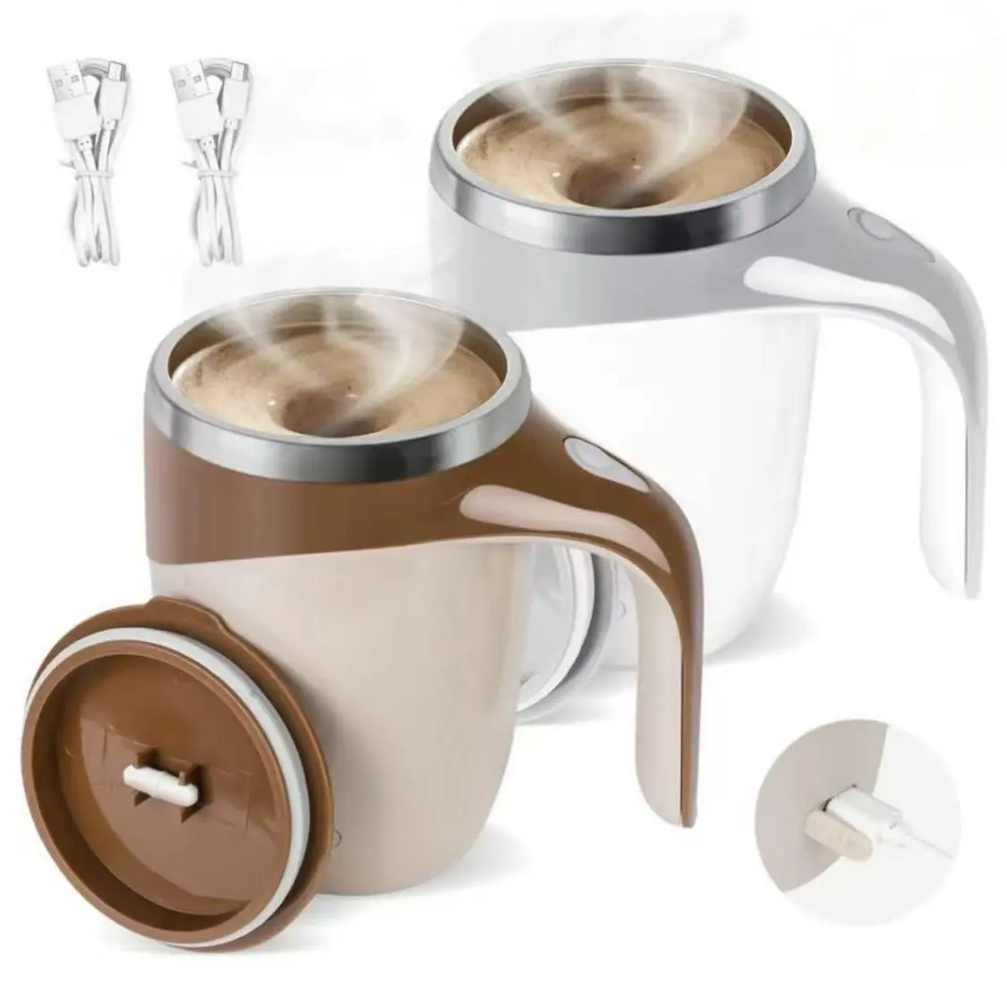 Automatic Self Stirring Coffee Mug｜ 304 Stainless Steel｜ One-Button Stirring & Heat Retention｜Perfect for Office｜Travel & Home Use Dinnerware Cup Set of 2 Pebble Design Cup & Saucer Set Large Steel Skull Tumbler with Handle Insulated Inflated gifts