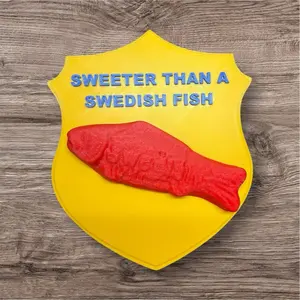 3D printed “Sweeter Than A Swedish Fish” trophy wall decor