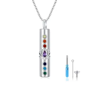 Lotus Flower Chakra Urn Necklace- sterling silver Layered Sterling