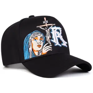 Unisex Virgin Mary & Jesus Embroidered Baseball Cap Outdoor Adjustable Sunscreen Leisure Hat Spring Autumn Travel Tourism Beach Vacation
