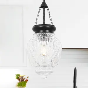 Black Pendant Lights Kitchen , Glass  Kitchen  Lighting, Pendant Lighting over Sink, Farmhouse Pendant Light Fixture Bathroom Lights for Dining Room Entryway, Height Adjustable