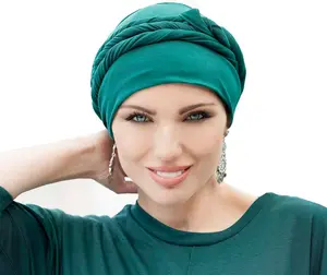 Masumi Chemo Headwear for Women - Cotton Turban Chemo Head Scarf in Green - Versatile Design for Hair Loss & Cancer Patients - One Size Fits Most