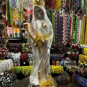 Large White Santa Muerte Cornucopia of Abundance Statue
