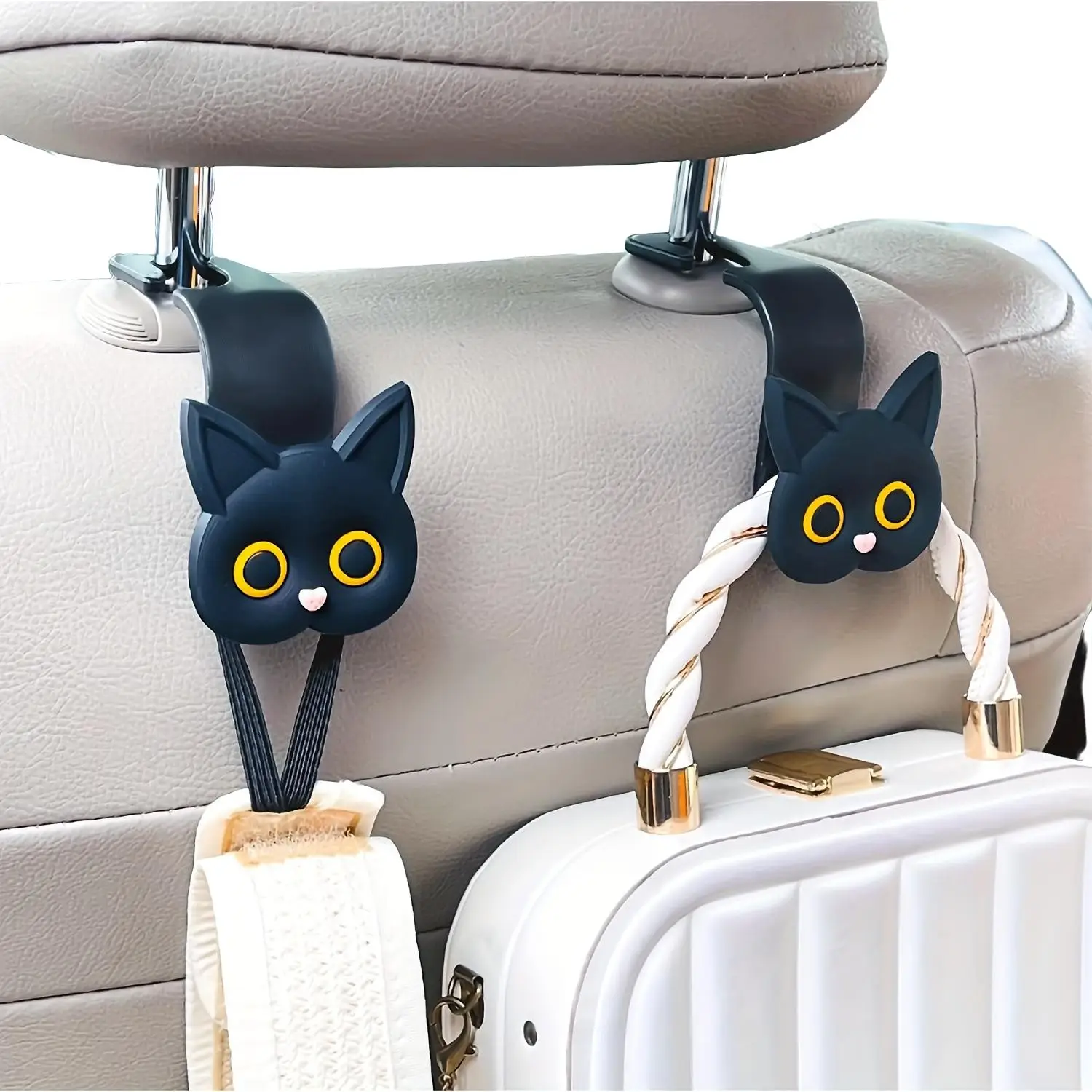 Cute Cat Design Car Seat Back Hook, Multifunctional Car Seat Back Hidden Hook, Universal Car Interior Accessories for Women & Girls, Holder, Car Organ