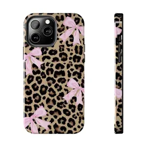 Pink Bow x Cheetah Leopard Tough Case Compatible with iPhone 16 15 14 13 12 Pro Max Plus - Smartphone Cover Accessories iphone case