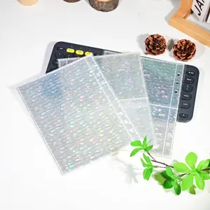 10pcs A5 Laser Transparent PP Photo Album Inserts, 6-Hole Ring Binder Pockets, 1 Slot/2 Slots, Photo Storage, Office Supplies Accessories