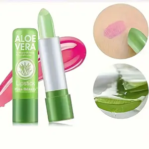 3pcs 24-Hour Color-Changing Lip Balm, Lipstick, Magic Lip Gloss Effect, Glossy - Enriched with Aloe Vera, Hypoallergenic Matte Texture, 24-Hour Moisturization, Strawberry, Cherry, Nude Color Series - Suitable for Sensitive Light Beige
