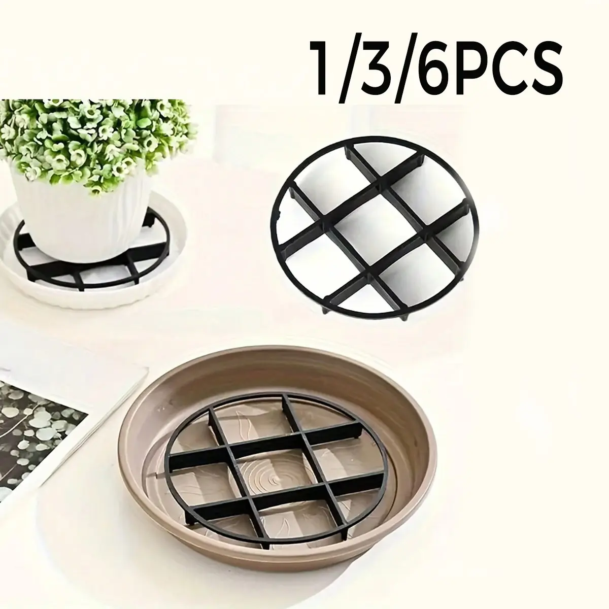 Durable Plastic Flower Pot Tray, Indoor Outdoor Planters, Container Planting, Breathable Root Rot Prevention, Drainage Grid, Round Accessory, 1/3/6 Pieces