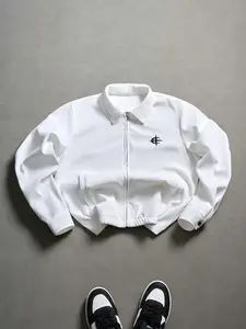 Men's Jacket and Coat, Geometric Print Design, Casual Outerwear, Loose-Fitting, High-Quality Knit Fabric, Versatile Style