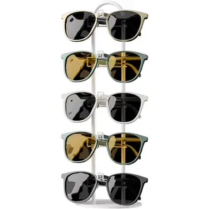 Sunglasses Organizer for Women, Glasses Holder, Sunglasses , Eyeglasses Rack Metal Frame, Eye Glass Holder Stand for Nightstand (Beige-White, 1 PCS)