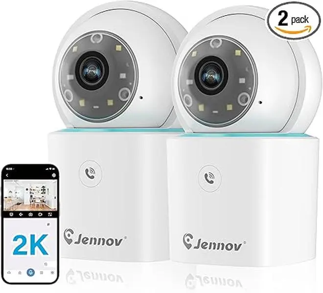Jennov 2K Pet Dog Cat Camera, 360° Home Security Camera with One-Click Talk, WiFi Baby Camera Monitor with Motion Detection/Color Night Vision/Auto Tracking for Home Indoor &Outdoor Security