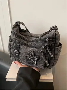 Casual and fashionable multi pocket star pattern design bag Embellished Shoulder Bag can be worn on one shoulder or diagonally