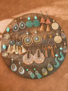3pairs/6pairs Boho Style Earrings Set, Dangle Design, Vintage Ethnic Style, Handmade Geometric Shapes, Unique Gift for Women and Girls