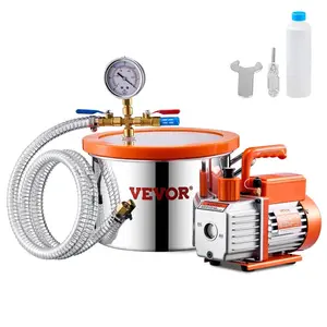 fathersdaygift  VEVOR 1.5 Gallon Vacuum Chamber and 3.5 CFM Pump Kit, Stainless Steel Chamber, Single Stage Vacuum Pump Degassing Chamber Kit, with Acrylic Lid, Oil, 4.92 ft Hose, for Degassing Resin Silicone Epoxies