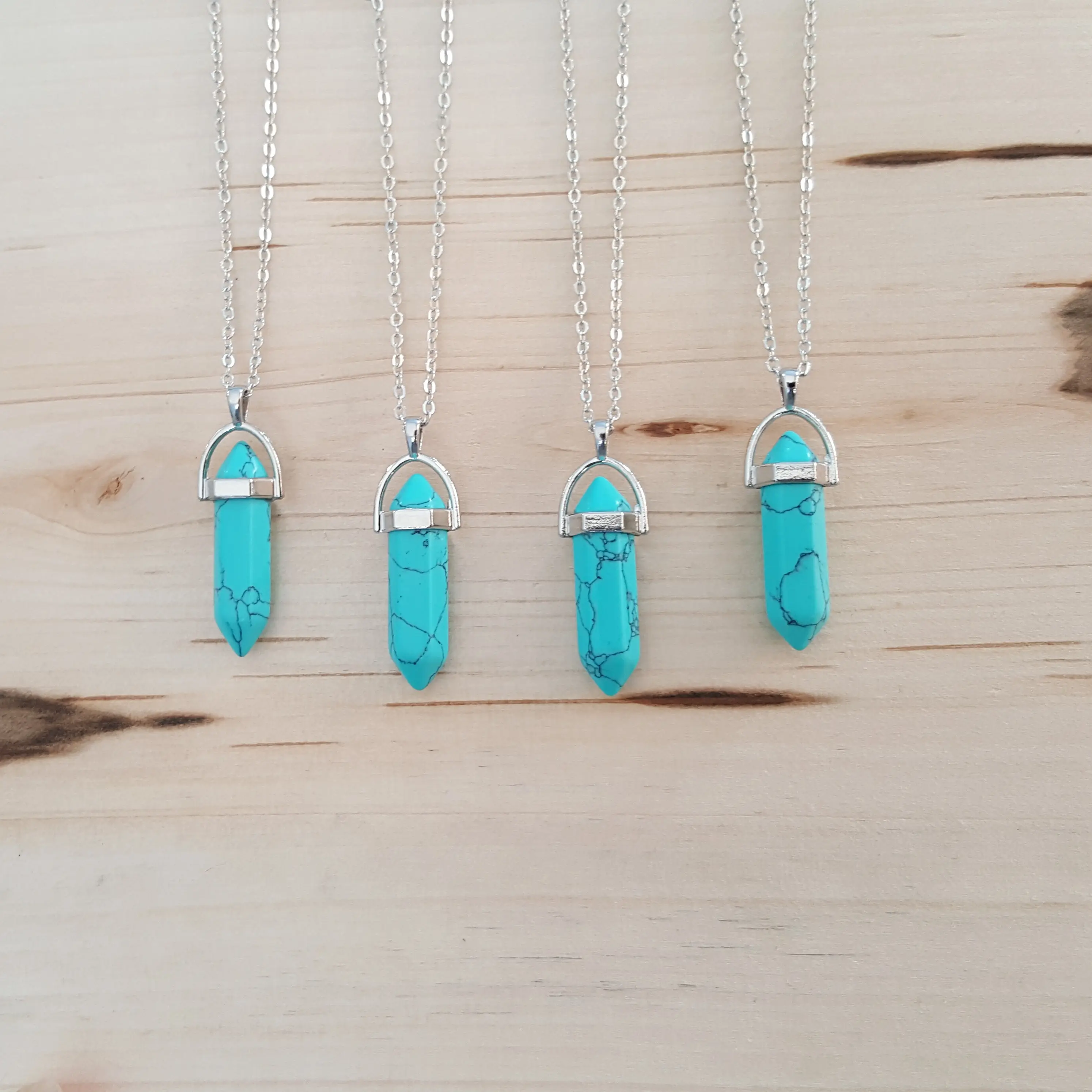 Turquoise Crystal Point Necklace Natural Crystal Jewelry
