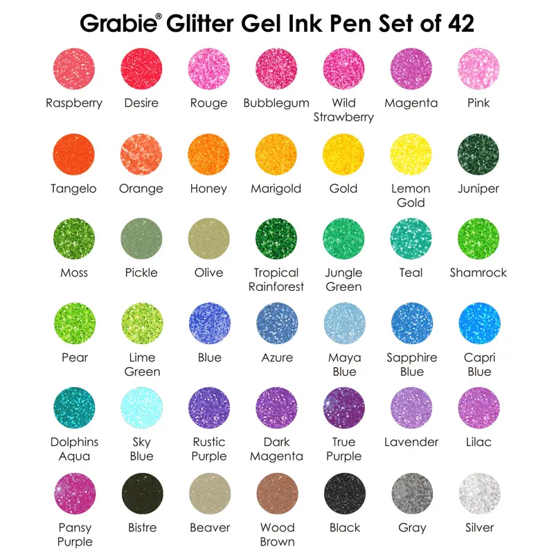 [Upgraded] Grabie Glitter Gel Ink Pens Set of 42 with more ink capacity, Back to School, Class Reward Gift Idea