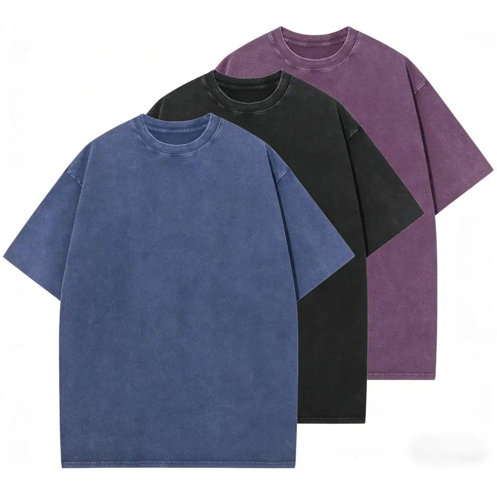 3 Pack Vintage Acid Wash Oversized Tees Unisex Heavyweight Cotton