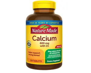 Calcium 600 mg with Vitamin D3, Dietary Supplement for Bone Support, 220 Tablets