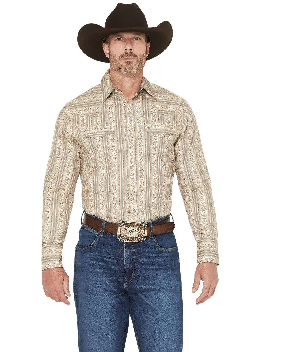 Stetson Men's Men'S Wallpaper Floral Print Long Sleeve Snap Western Shirt - 11-001-0425-6662 Br