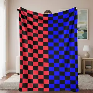 Checkered Flannel Blanket， Classic Red & Blue Squares Print Pattern， Super Soft， Lightweight， Warm， Cozy， AntiPilling， Suitable for Sofa， Bed， Travel， Camping， Office， Housewarming Gift， Thanksgiving， Birthday， Anniversary.