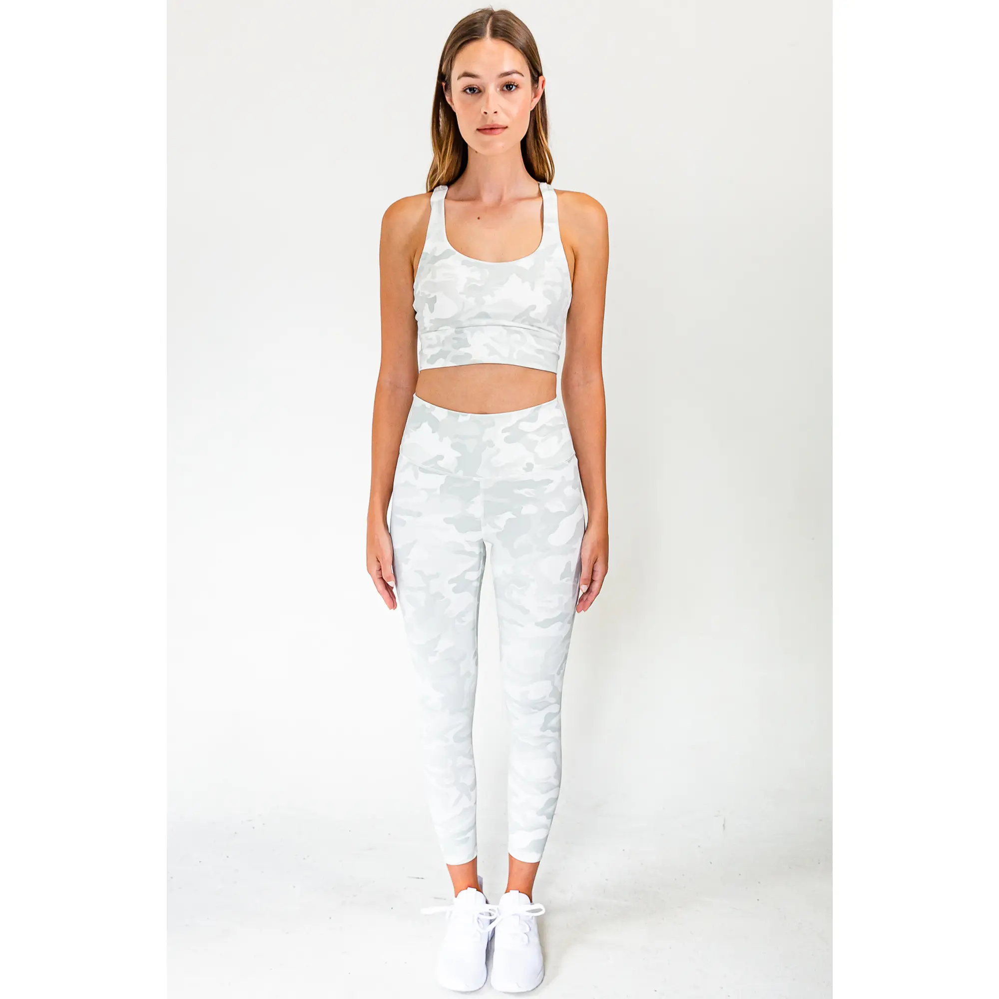 White Chameleon Women's Seamless Leggings – Camouflage Ribbed Comfort Fabric, High Waist Tummy Control, Squat Proof Compression Fit, Hidden Scrunch Yoga Pants, No Front Seam Workout Tights, Gym & Activewear