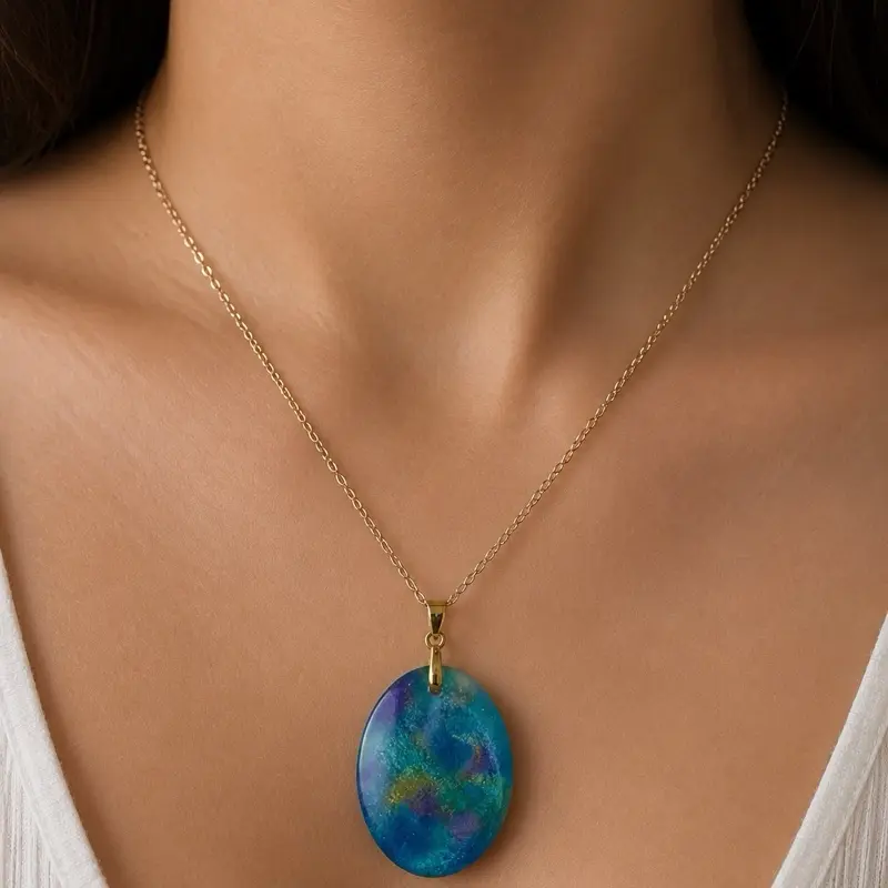 Turquoise Eclipse Costume Jewelry Necklace, Fashion Accessory