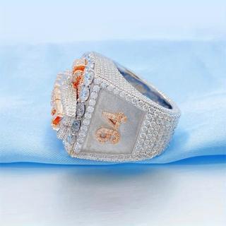 Luxury chilled personalized hip-hop boutique jewelry men's chilled champion ring genuine VVS silicon diamond ice-feel luxury style ring men's high-end ring, Mother's Day and Father's Day gift, large party wearing accessory