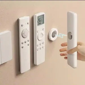 3pcs No-Drill Magnetic Remote Holder - Wall-Mounted, Space-Saving White Organizer for TV, AC, DVD Remotes