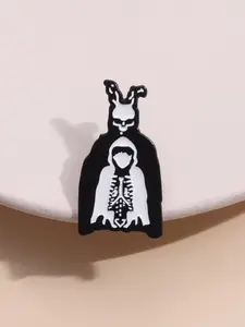 Dark Pixel Character Pin Zinc Alloy Enamel Material Rabbit Ear Skull Hood Bone Decoration Party Daily Collection Fashion Accessory