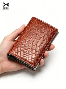 Vintage Crocodile Pattern PU Leather Rfid Anti-Theft Credit Card Holder, Quick Eject, Multi Slots, Ideal Father's Day Gift