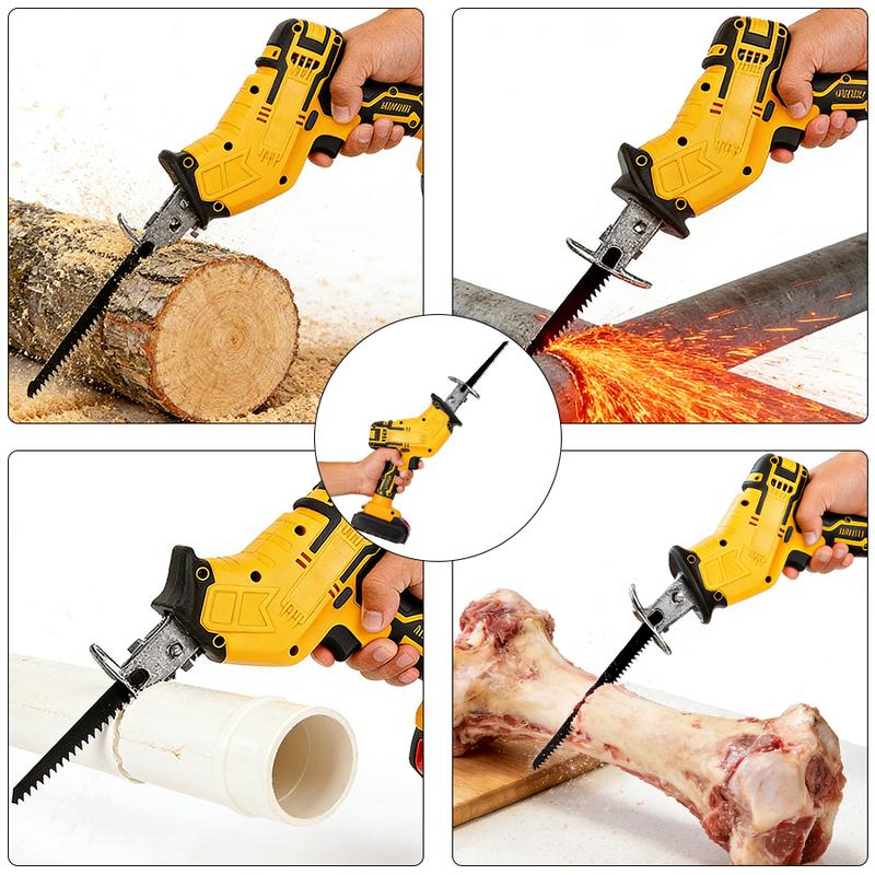 Cordless Reciprocating Saw with 2 Batteries & Charger, 4 Blades - Variable Speed, Ergonomic Grip, Lightweight , Self-Locking Chuck for Wood/ Metal/ PVC Cutting -Outdoor Garden DIY Tool, Modern Tool Design Home decoration